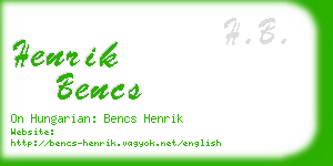 henrik bencs business card